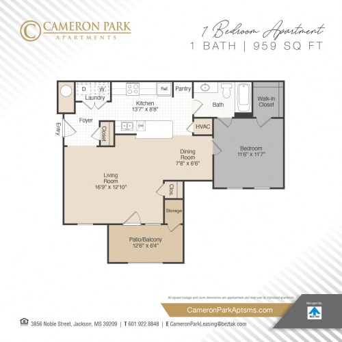 1, 2 & 3 Bedroom Apartments in Jackson MS Cameron Park